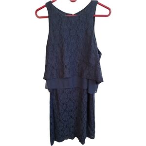 Betsey Johnson Lace Overlay Navy Blue Dress - Size 12